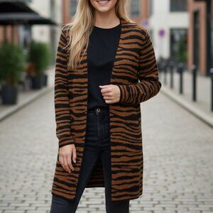 Fortune and Ivy Animal Print Open Cardigan Size Small